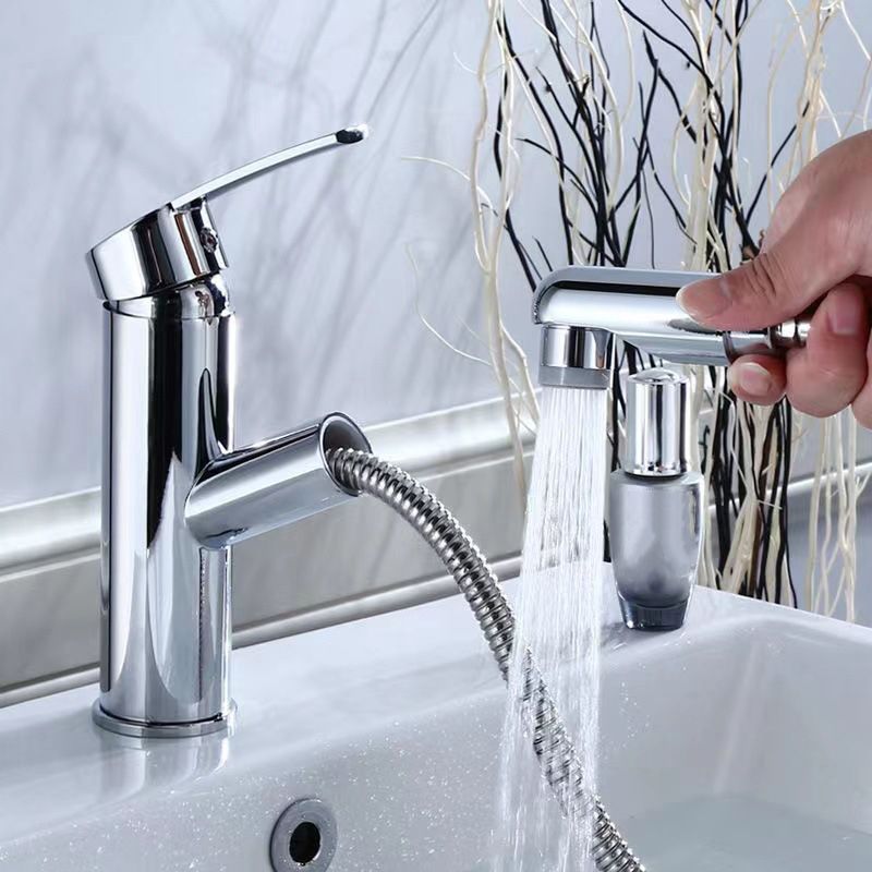 Contemporary Vessel Faucet Pull-Down Faucet with Single Handle