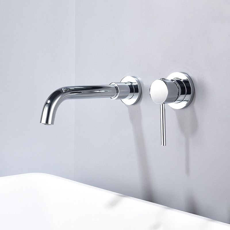 Round Single Handle Bathroom Faucet 2-Hole Wall Mounted Bathroom Faucet with Swivel Head