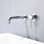 Round Single Handle Bathroom Faucet 2-Hole Wall Mounted Bathroom Faucet with Swivel Head