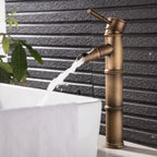 Farmhouse-style vessel sink bathroom faucet round brass faucet