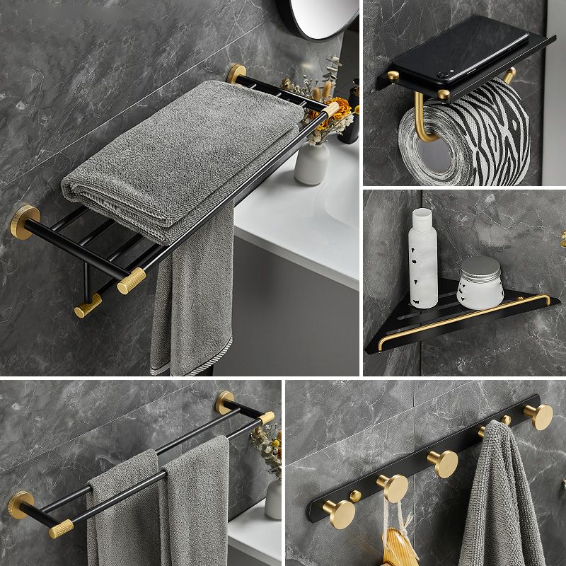 5-piece modern bathroom accessory set made of black brass bathroom hardware