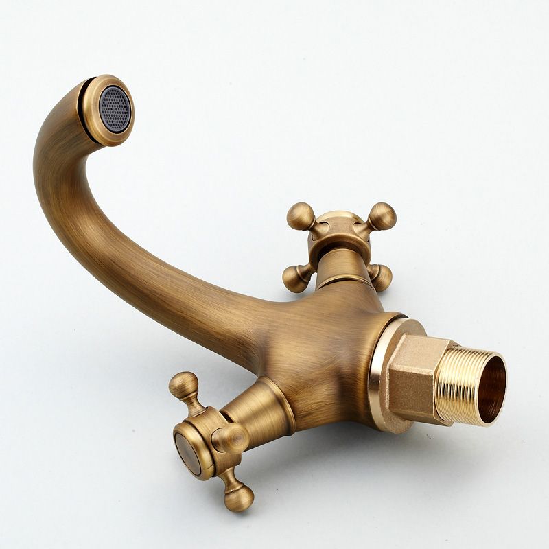 Glam Style Copper Tub Faucet Low Arc Deck Mounted Tub Faucet Set