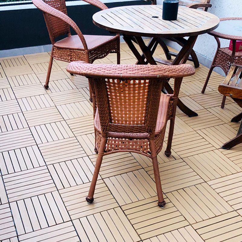Yellow 6-Slat Square Wood Floor Tiles Click System Floor Tiles