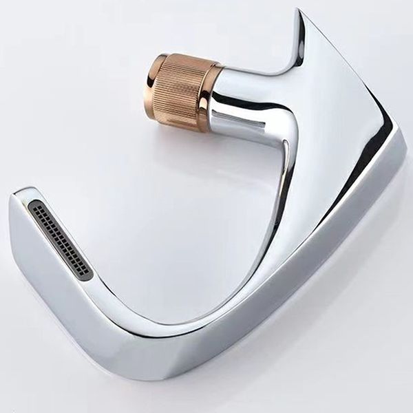 Button Handle Faucet Contemporary Style Faucet with Waterfall Spout