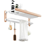 White 7-piece bathroom accessory set wood and metal bath set