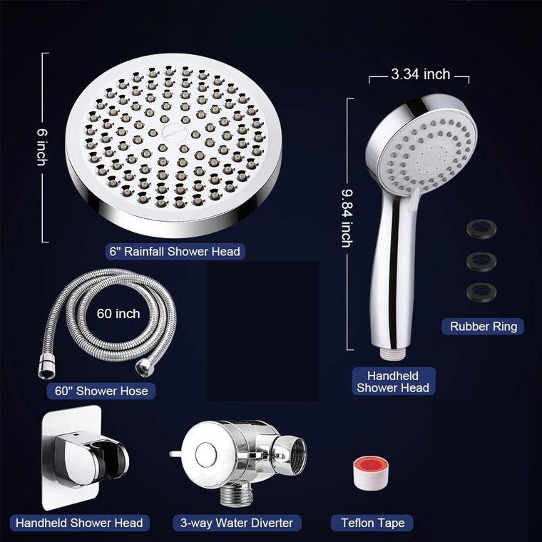 Modern Dual Shower Head Square High Arc Shower Head Combination in Silver