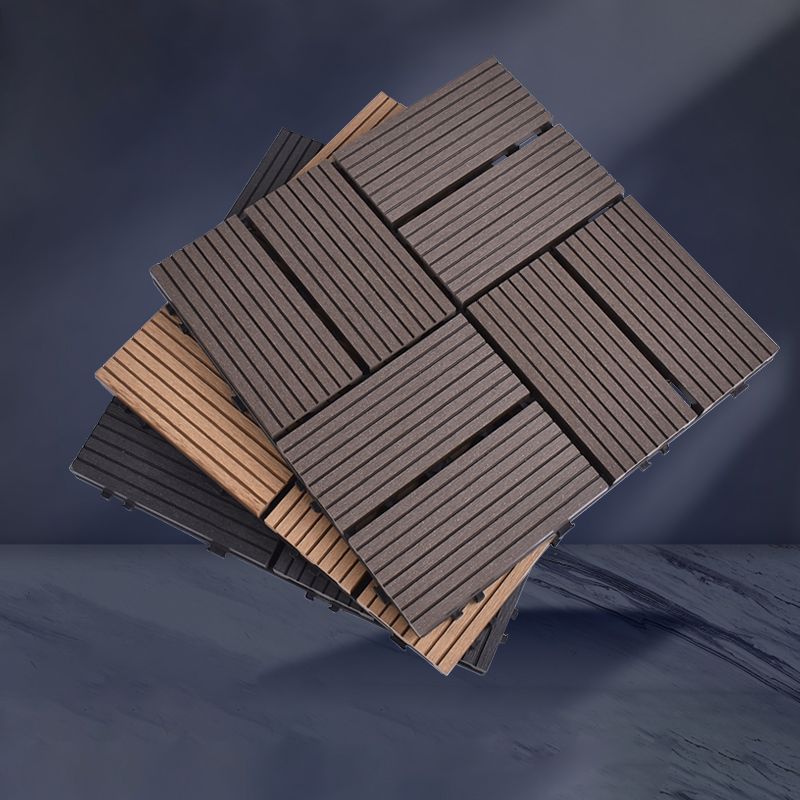 Modern plastic wood laminate deck outdoors, mold-resistant laminate