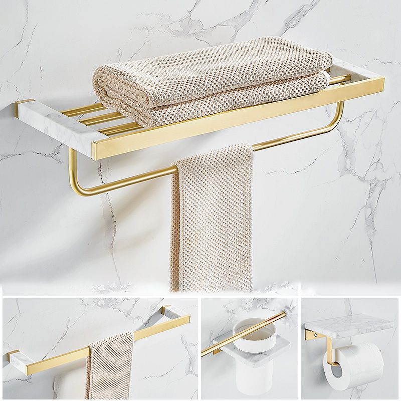 Metal and Marble Bathroom Accessory Single or in Set in Gold