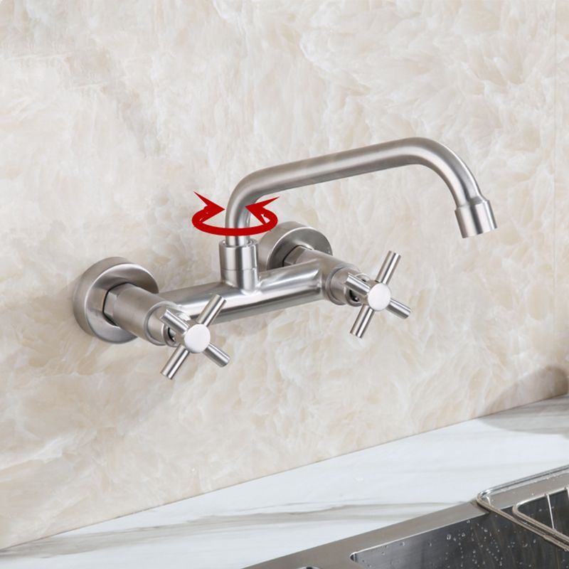 Round 2-Handle Bathroom Faucet Single Hole Wall Mounted Bathroom Faucet