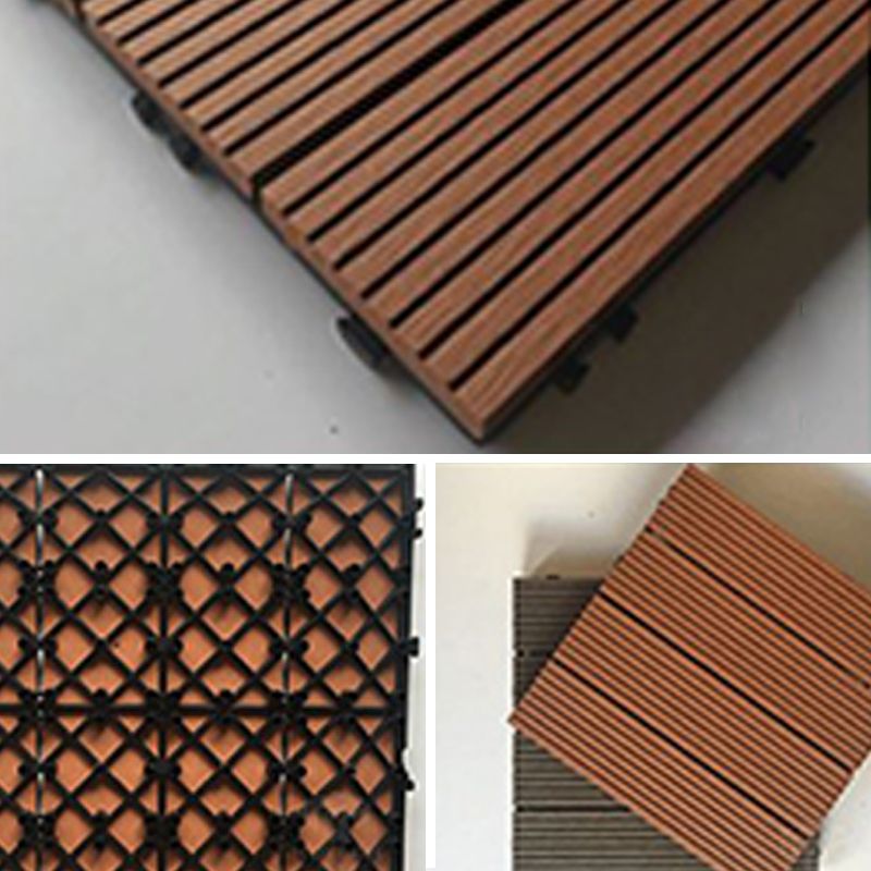 Contemporary Engineered Floor Tile Wire-Brushed Click-Lock Wood Floor for Patio Garden