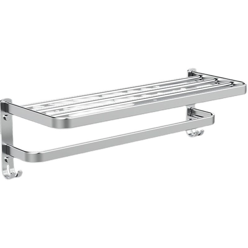 Minimalism Gray Bathroom Accessories Set Contemporary Style Aluminum Towel Rack