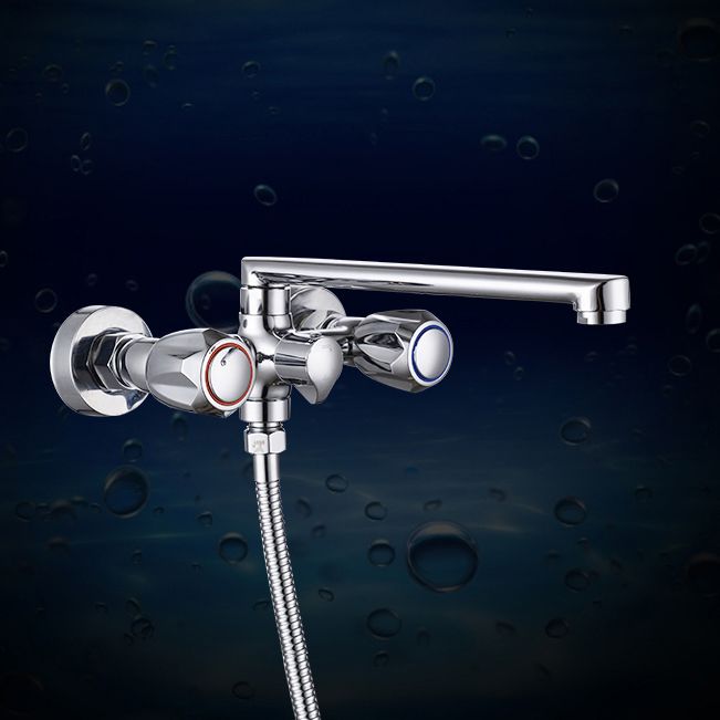 Contemporary Bathtub Faucet Trim Chrome Wall-Mounted Swivel Spout with Hand Shower