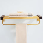 6-piece walnut bathroom accessory set metal gold bath hardware set