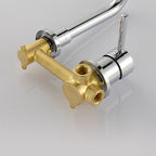 Industrial Wall-Mounted Bathroom Faucet 2-Hole Swivel Spout Basin Faucet