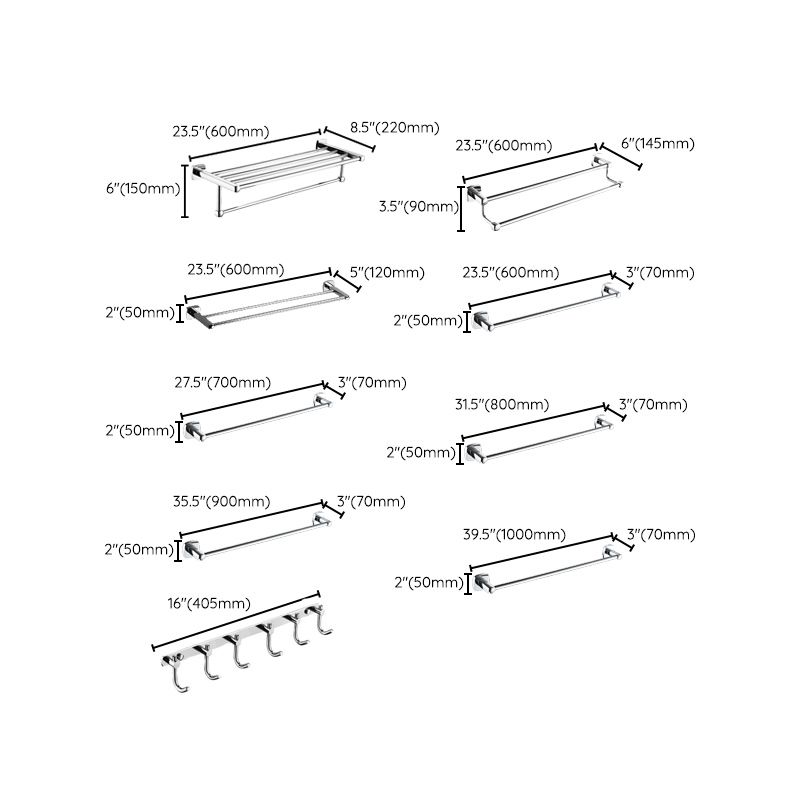 Polished Chrome Modernism Bathroom Accessory Set Bath Shelf / Towel Bar / Bathrobe Hook Included