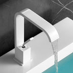 Waterfall Spout Widespread Sink Faucet Modern Metal Widespread Sink Faucet