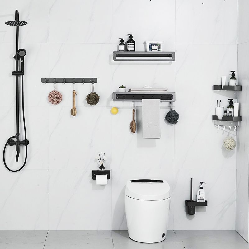 7-piece Bathroom Hardware Set Matte Black/Grey with Bath Shelf/Towel Holder/Bath Towel Hook