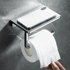 Contemporary 2-piece bathroom set made of polished chrome stainless steel toilet paper holder