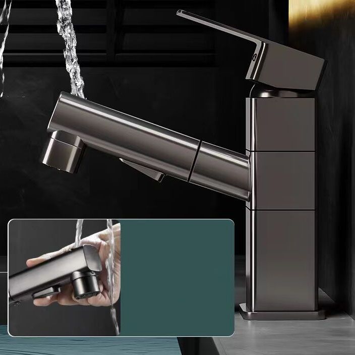 Bathroom Vessel Faucet Swivel Spout Single Handle Faucet with Pull-Out Spray Head
