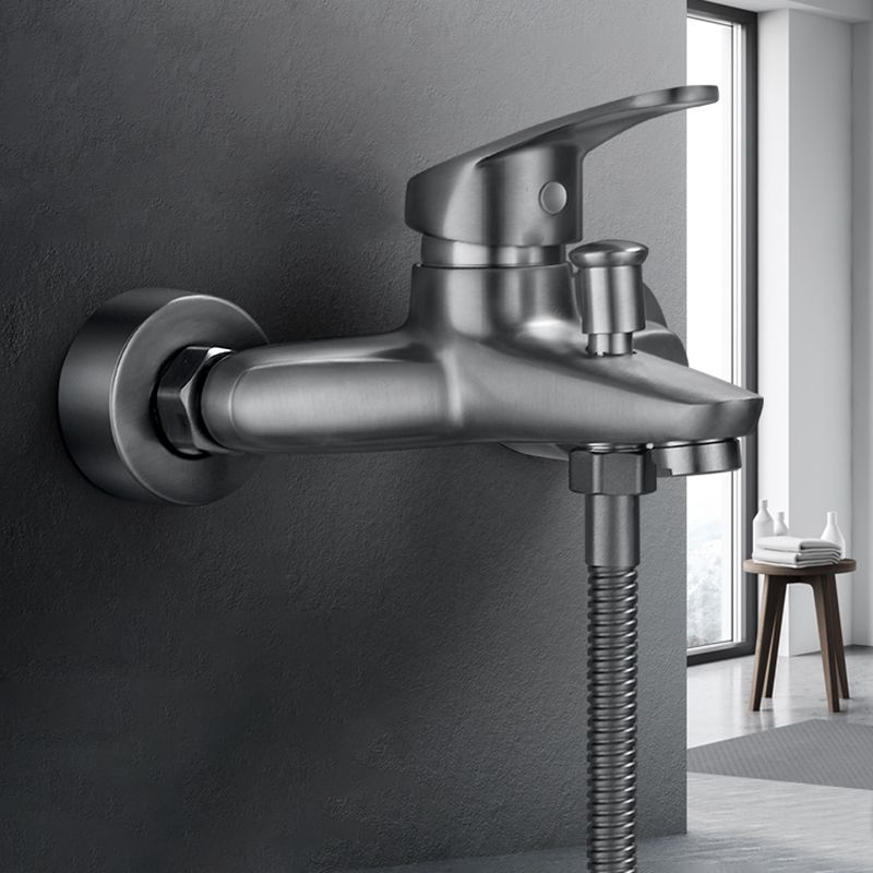 Bathtub filler wall mount hand shower single lever handle 2 holes low arc bathtub faucet with hose