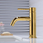 Modern 1-Hand Basin Faucet Gold Brushed Sink Faucet Brass