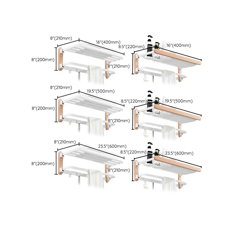 White 7-piece bathroom accessory set wood and metal bath set