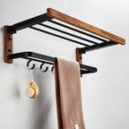 7-piece toilet accessory set made of solid wood and metal