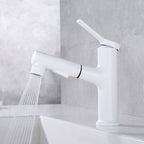 Contemporary Single Handle Faucet Retractable Sink Faucet with Lever Handle