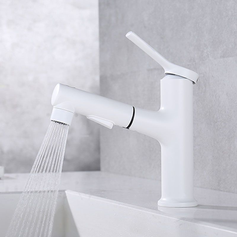 Contemporary Single Handle Faucet Retractable Sink Faucet with Lever Handle