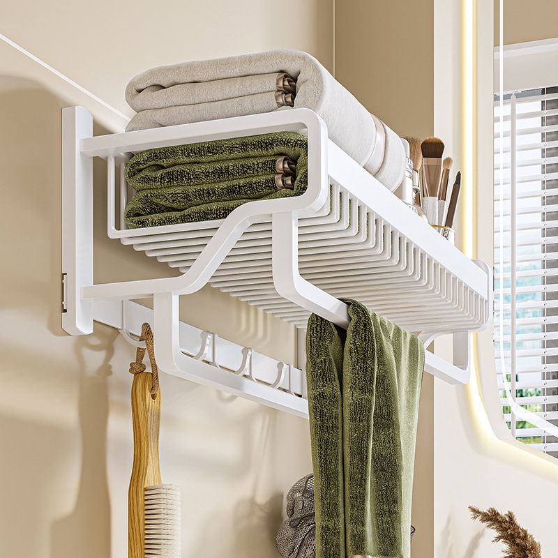 Modern bathroom accessory set in white with bath shelf/towel bar/bath towel hooks