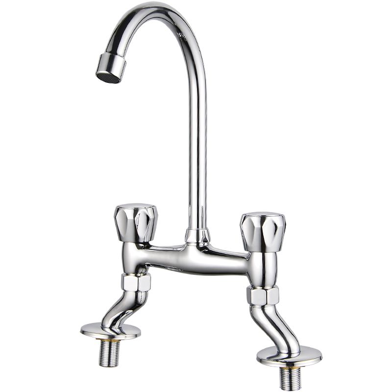 Contemporary Widespread Sink Faucet Knob Handle Goose Neck Arc Solid Brass Faucet