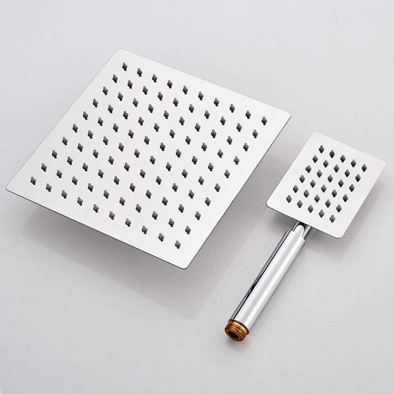 Silver Square Double Shower Head Modern Water Filtration Wall Mounted Shower Head