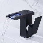 Modern faucet for sink brass lever handles LED waterfall sink mixer