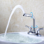 2-Handle Brushed Nickel Widespread Faucet 2-Hole Centered Bathroom Sink Faucet with Brass