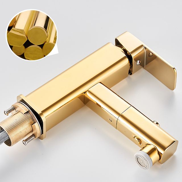 Luxury Extendable Basin Faucet Cubic Low Arc Vanity Faucet