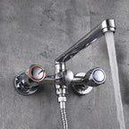 Contemporary Bathtub Faucet Trim Chrome Wall-Mounted Swivel Spout with Hand Shower