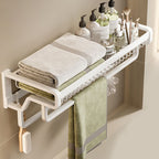 Contemporary bathroom accessory set made of matte stainless steel-aluminum with bathrobe hook/bath shelf