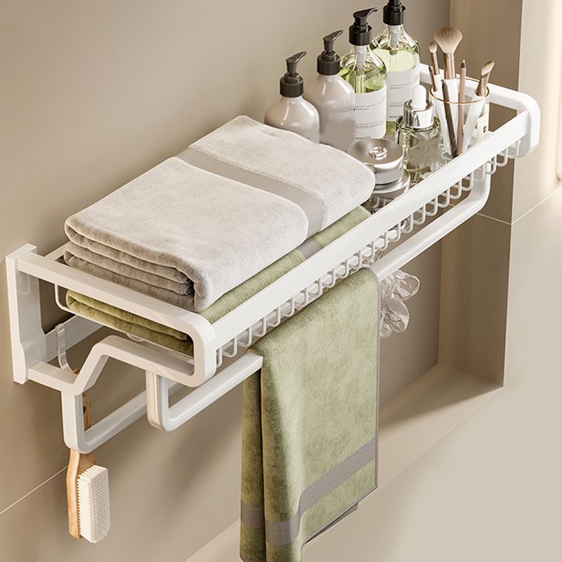 Contemporary bathroom accessory set made of matte stainless steel-aluminum with bathrobe hook/bath shelf