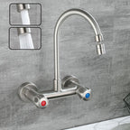 Round 2-Handle Bathroom Faucet Single Hole Wall Mounted Bathroom Faucet
