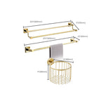 Gold Modern Bathroom Set, Polished Gold, 4 Pieces, Towel Holder, Paper Holder