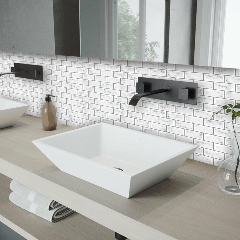 Peel and Stick Tiles Rectangular Stain Resistant PVC Subway Peel and Stick Tiles for the Kitchen
