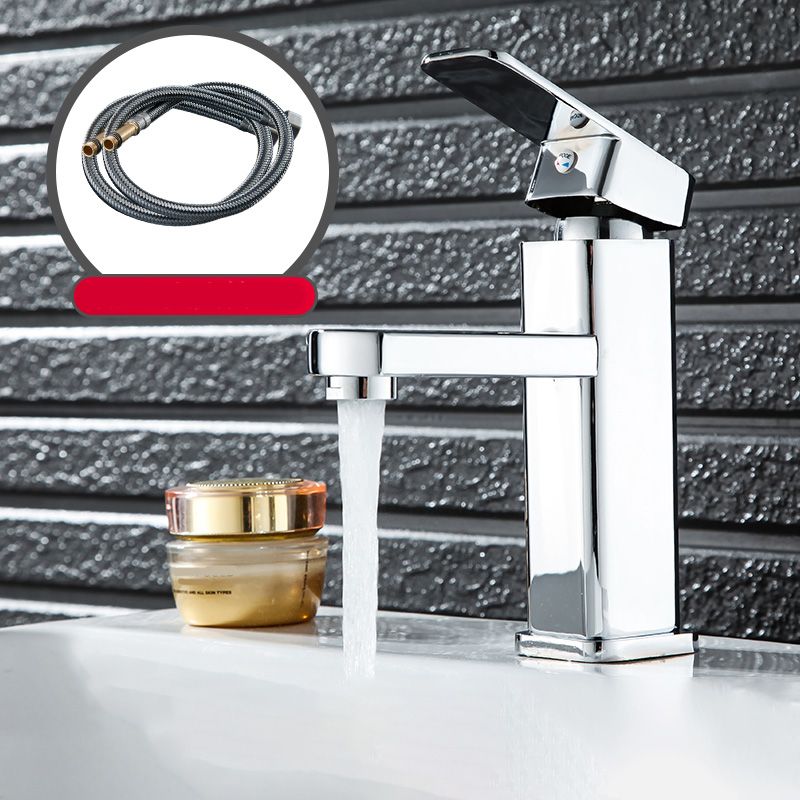 Cubic Basin Faucet Simple Low Arc Bathroom Faucet with 1 Hole