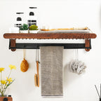 Walnut Brown Bathroom Accessory Set Metal Folding Bath Hardware Set
