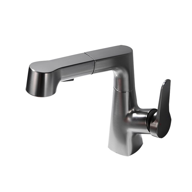 Bathroom vessel faucet high arc three-way spout single-handle faucet with pull-out sprayer