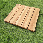 Teak-Finish 5-Slat Square Wooden Floor Tiles Connection Garden Tiles