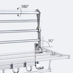 Silver Modern Bathroom Accessory Set with Bath Shelf/Towel Rack & Bathrobe Hook