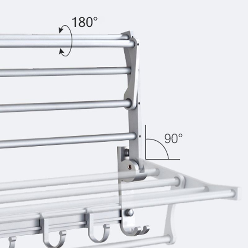 Silver Modern Bathroom Accessory Set with Bath Shelf/Towel Rack & Bathrobe Hook