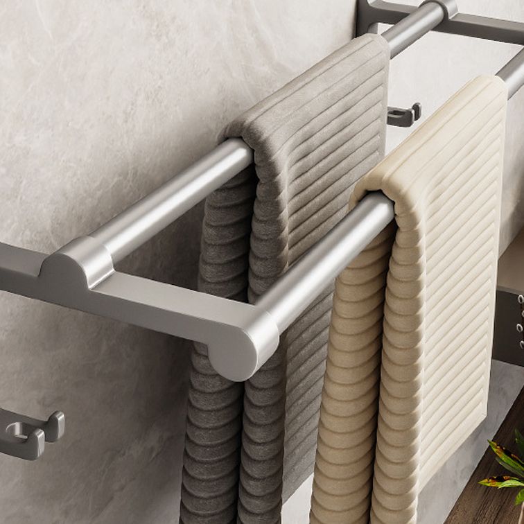 Gray Aluminum Bathroom Accessory Set Contemporary Bathroom Shelf