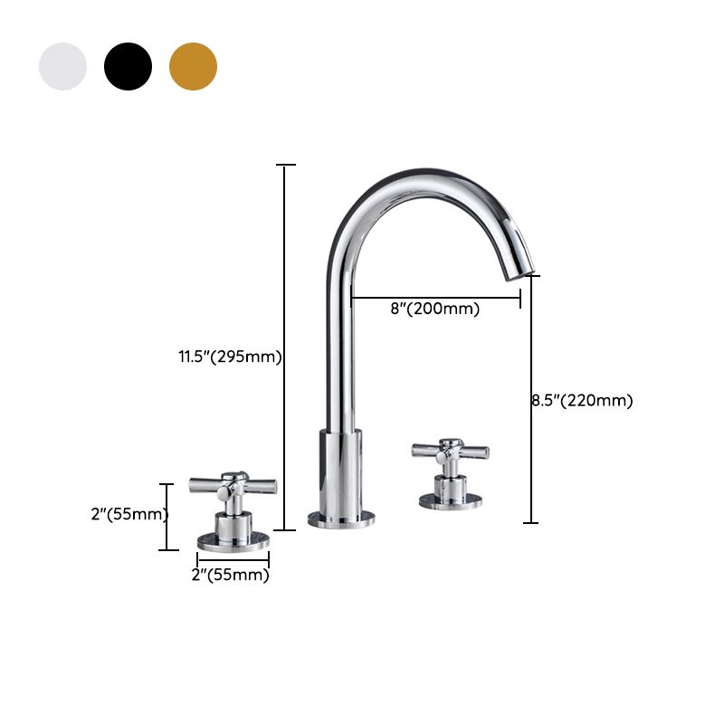 Goose Neck Bathroom Basin Faucet 2 Handles Hot and Cold Water Basin Faucet with Drain