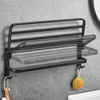 Matt Black 5-piece Modern Bathroom Accessory Set with Shelf/Tower Bar & Paper Holder